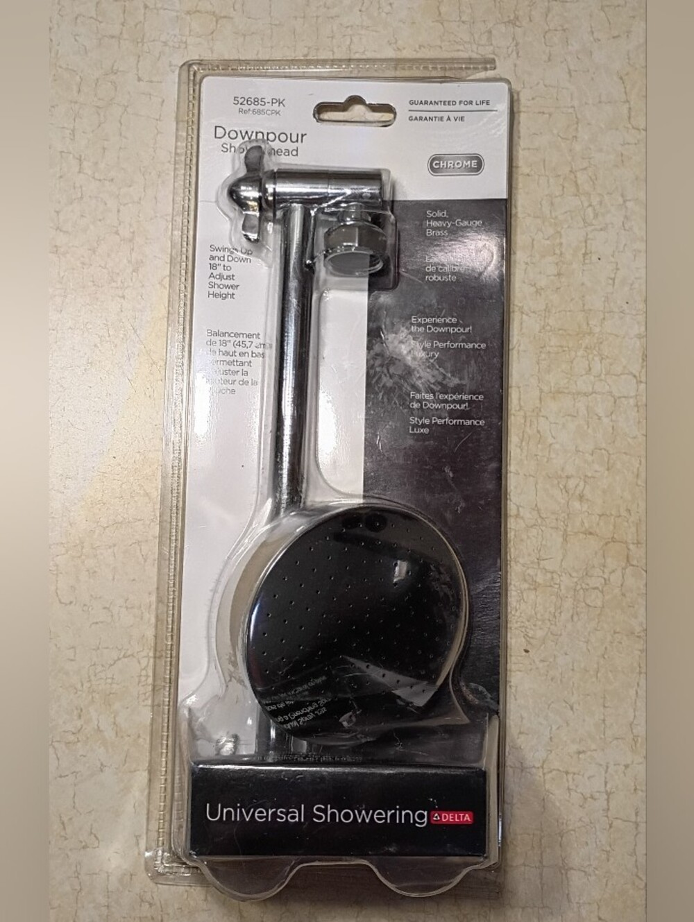 Delta Faucet 52685-PK Downpour Shower Head in chrome finish.